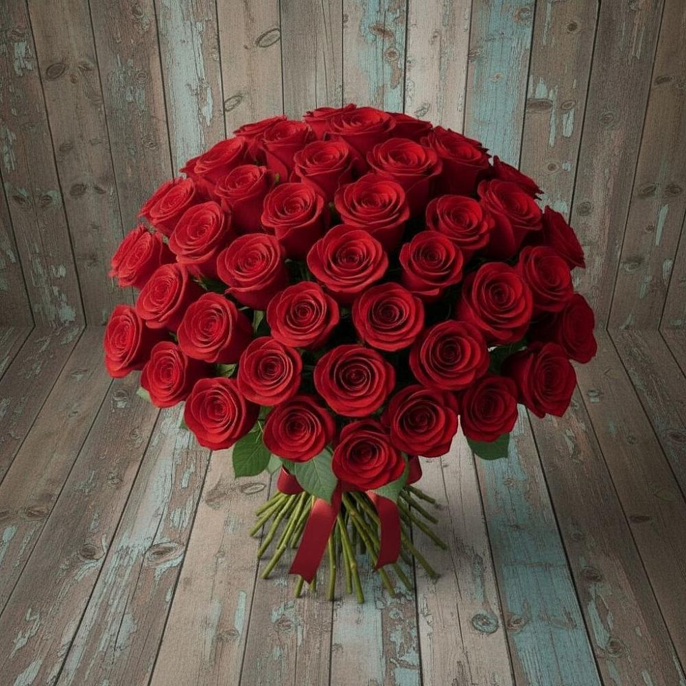Букет 55 Красных роз Фридом в Посёлок имени М. И. Калинина