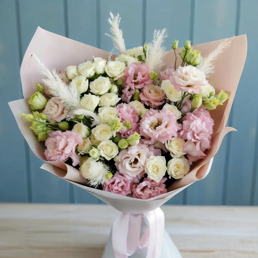 Букет цветов из: Альстромерии и Розы в Посёлок имени М. И. Калинина