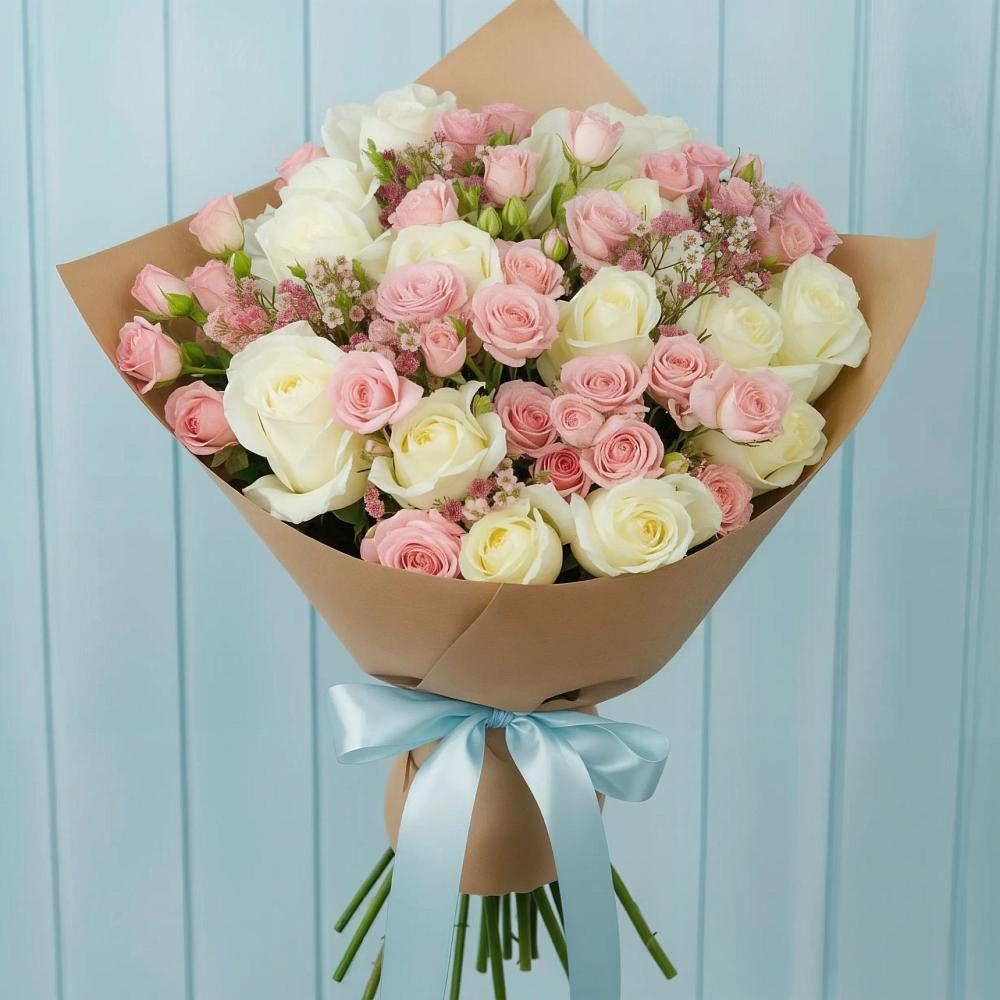 Букет цветов из: Розы в Посёлок имени М. И. Калинина