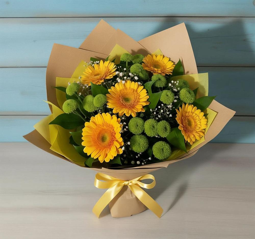Букет цветов из: Герберы и Хризантемы в Посёлок имени М. И. Калинина