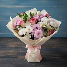 Букет цветов из:  Хризантемы, Альстромерии и Розы #REPLACE_PRED# Посёлок имени М. И. Калинина