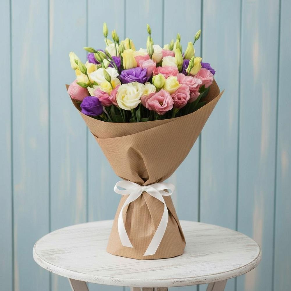 Букет цветов из: Лизиантусы в Посёлок имени М. И. Калинина