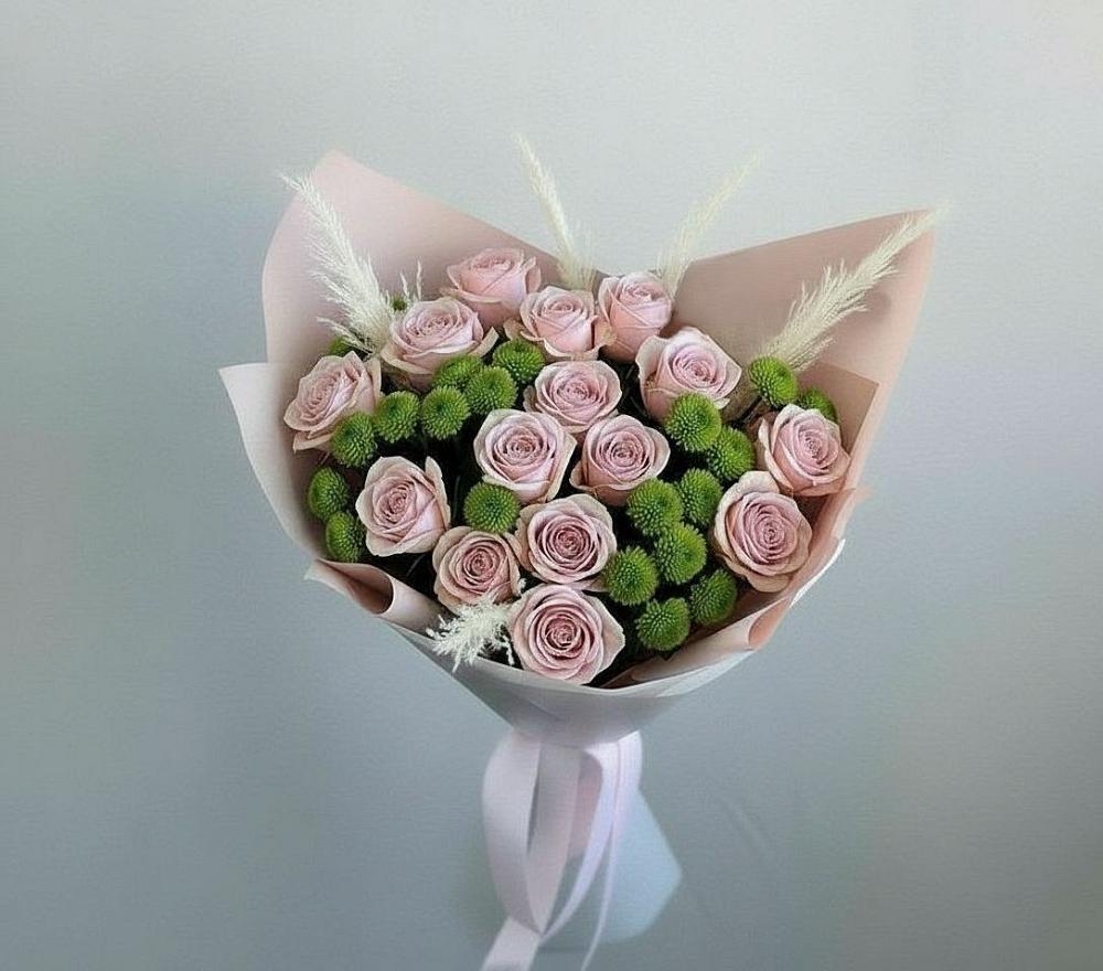 Букет цветов из: Розы и Хризантемы в Посёлок имени М. И. Калинина