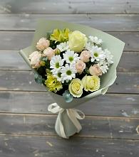 Букет цветов из:  Альстромерии, Розы и Хризантемы в Посёлок имени М. И. Калинина