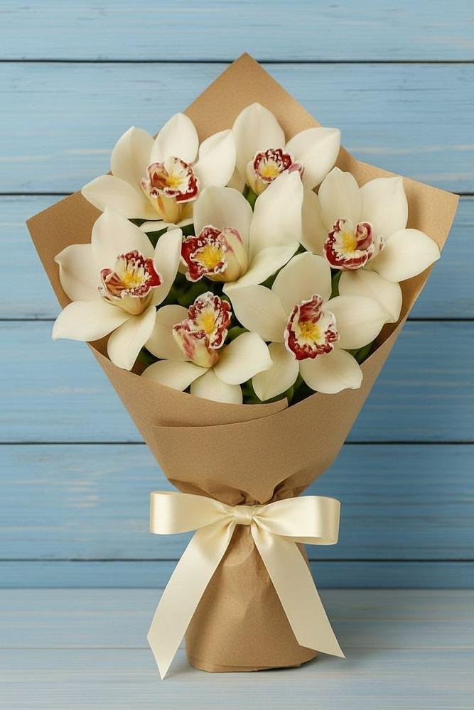 Букет цветов из: Орхидеи и Розы в Посёлок имени М. И. Калинина