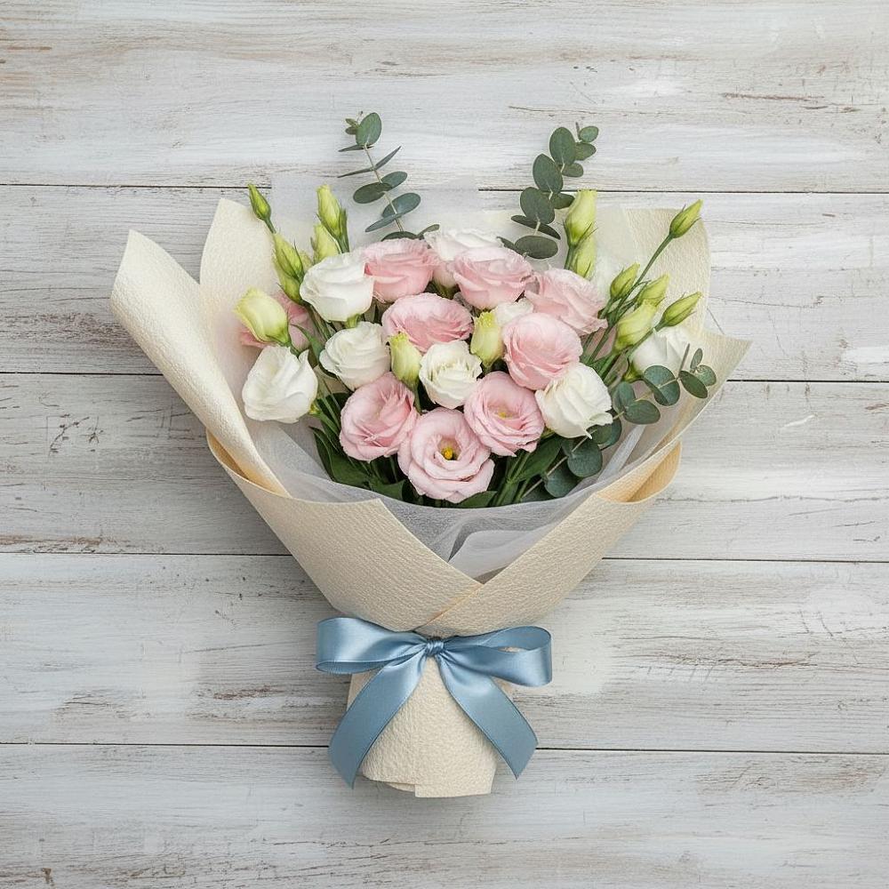 Букет цветов из: Лизиантусы в Посёлок имени М. И. Калинина